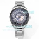 N1 Factory V2 Omega 1:1 Copy Seamaster Aqua Terra World Timer AUTO Grey Dial Steel Watch 